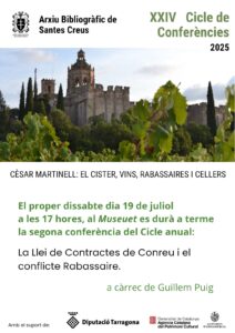 Canvi de data conferència "La llei de Contractes de Conreu i el conflicte Rabassaire"